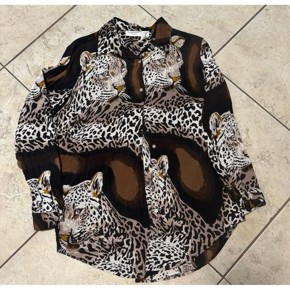 Vintage animal print‎ blouse by Brylane women size 14